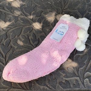 Love2Design New York Sequin Pink Fuzzy Knit Socks